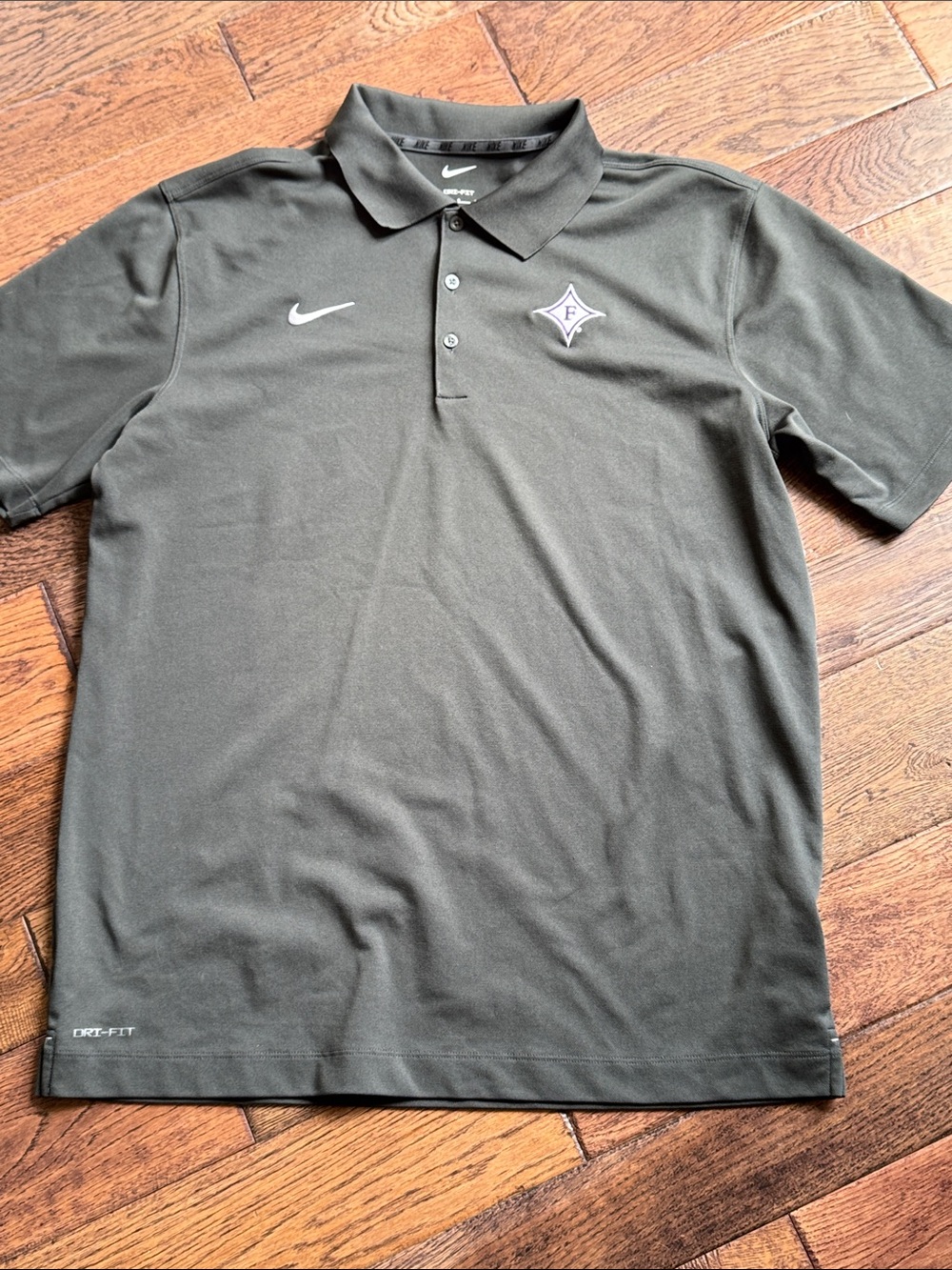 Nike Olive Green Men's Dri-FIT Polo with Embroidered Logo